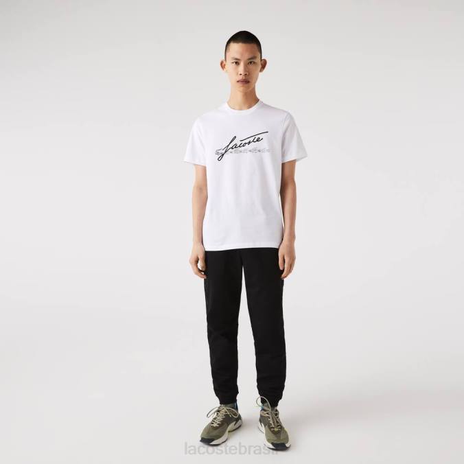 Lacoste homens Camiseta de algodão com gola redonda e estampa de crocodilo exclusiva branco P2PX761 roupas