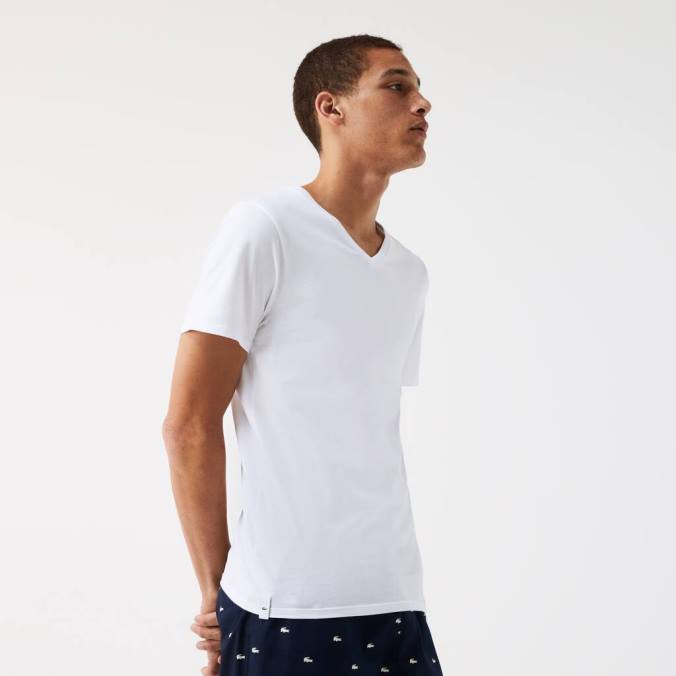Lacoste homens Pacote de 3 camisetas lisas branco P2PX1345 roupas
