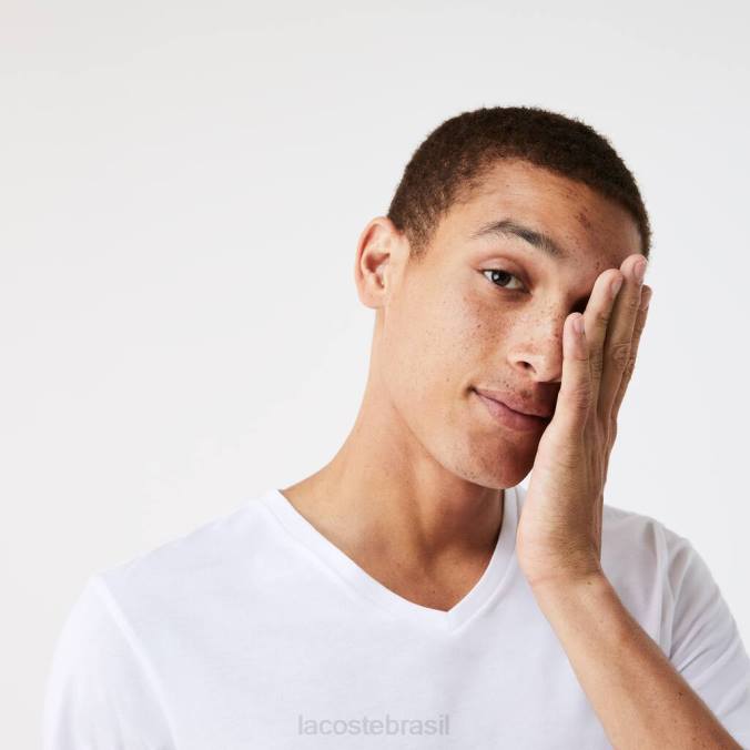 Lacoste homens Pacote de 3 camisetas lisas branco P2PX1345 roupas