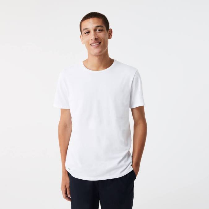 Lacoste homens T-shirt de algodão com gola redonda, pack de 3 branco P2PX1350 roupas