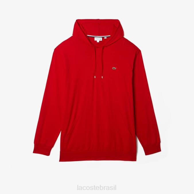 Lacoste homens camiseta com capuz e ajuste regular vermelho P2PX724 roupas