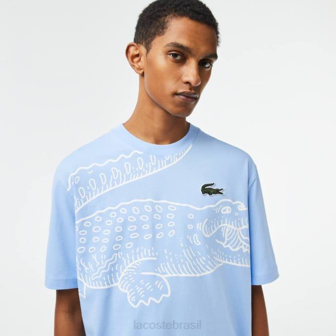 Lacoste homens camiseta com estampa de crocodilo e gola redonda azul P2PX255 roupas