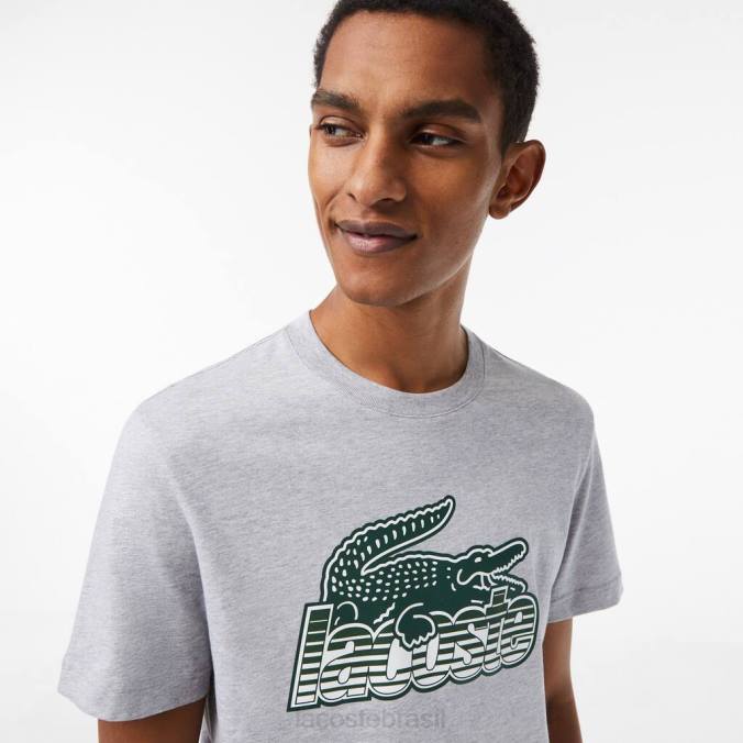 Lacoste homens camiseta com estampa de jersey de algodão chino cinza P2PX66 roupas