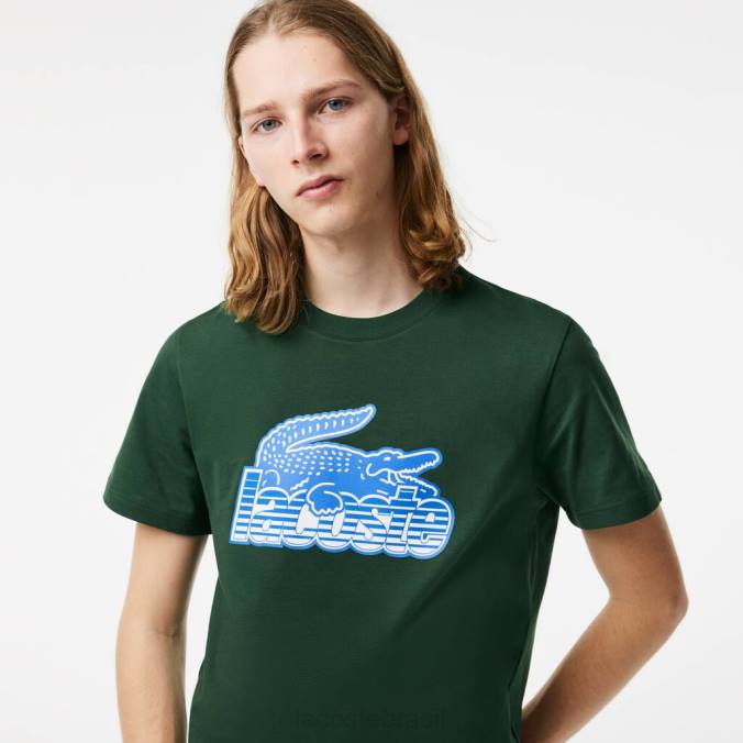 Lacoste homens camiseta com estampa de jersey de algodão verde P2PX65 roupas