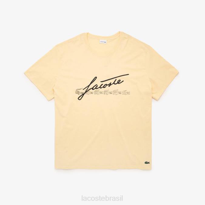Lacoste homens camiseta com estampa exclusiva amarelo P2PX849 roupas
