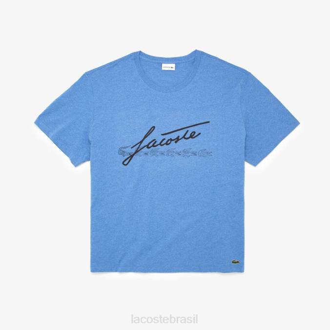 Lacoste homens camiseta com estampa exclusiva chinelo azul P2PX848 roupas