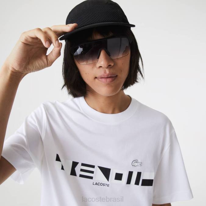 Lacoste homens camiseta com estampa relaxada branco P2PX661 roupas