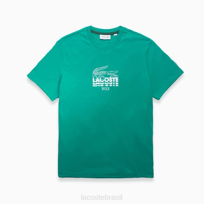 Lacoste homens camiseta de algodão com marca de crocodilo e gola redonda verde P2PX1582 roupas