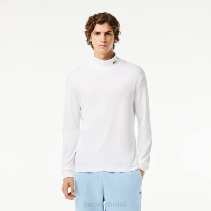 Lacoste homens camiseta de algodão orgânico com gola alta branco P2PX803 roupas