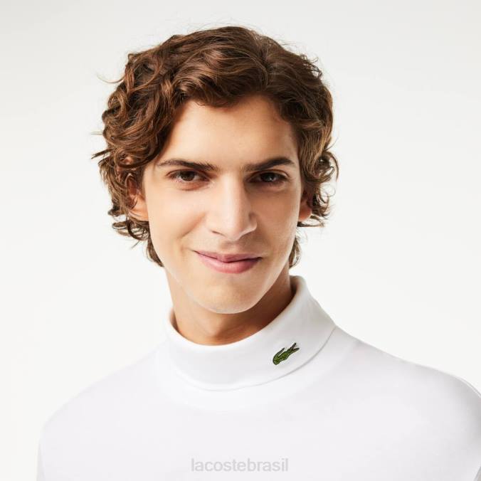 Lacoste homens camiseta de algodão orgânico com gola alta branco P2PX803 roupas