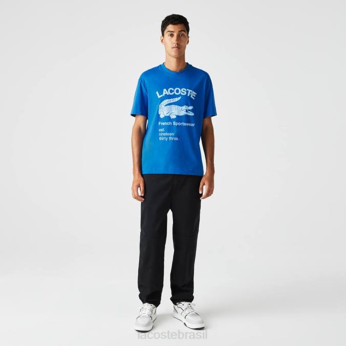 Lacoste homens camiseta de crocodilo com corte descontraído azul P2PX700 roupas