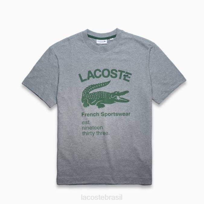 Lacoste homens camiseta de crocodilo com corte descontraído chino cinza P2PX701 roupas