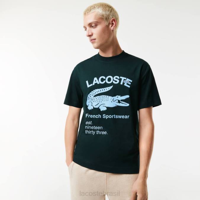 Lacoste homens camiseta de crocodilo com corte descontraído verde P2PX699 roupas