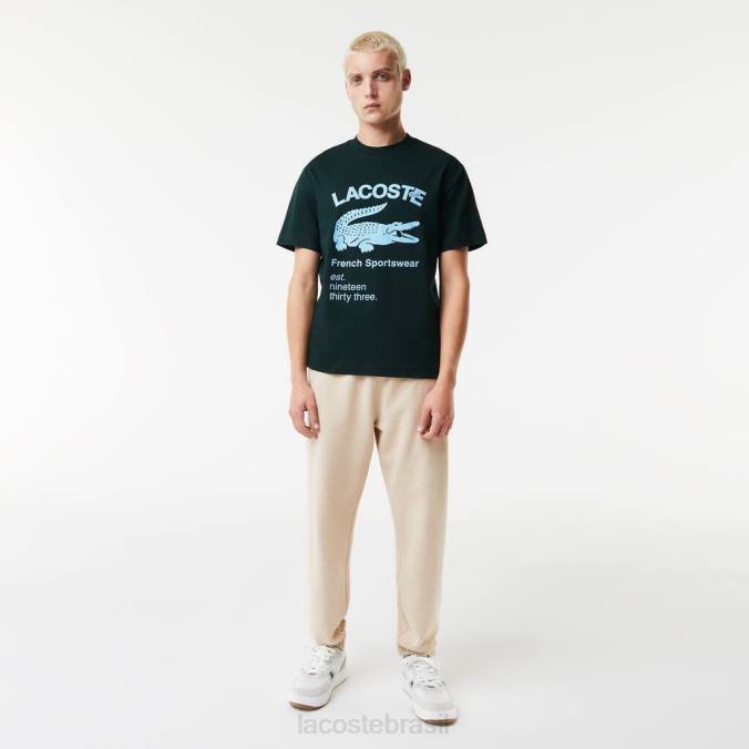 Lacoste homens camiseta de crocodilo com corte descontraído verde P2PX699 roupas
