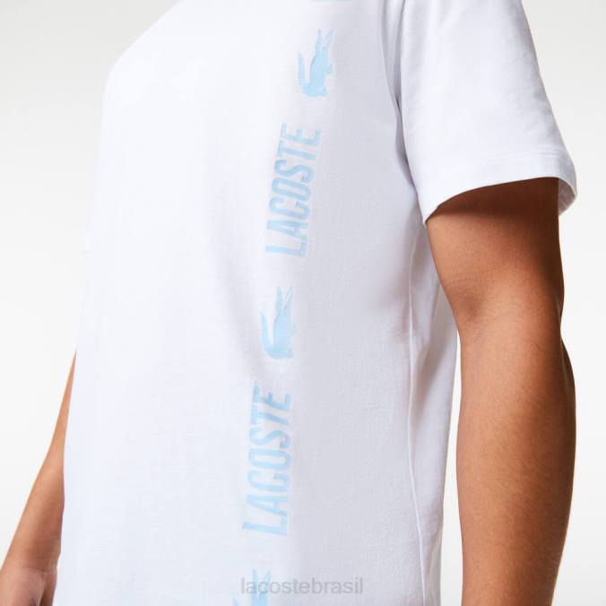 Lacoste homens camiseta de crocodilo com marca de corte descontraído branco P2PX1627 roupas