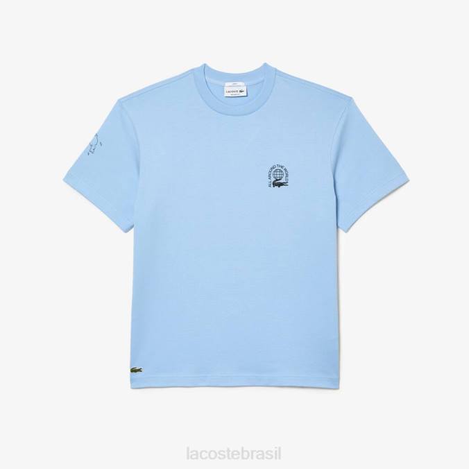 Lacoste homens camiseta de jersey de algodão orgânico com corte descontraído azul P2PX225 roupas