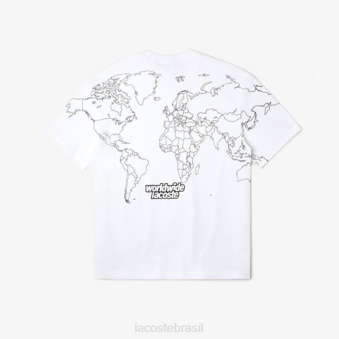 Lacoste homens camiseta de jersey de algodão orgânico com corte descontraído branco P2PX224 roupas