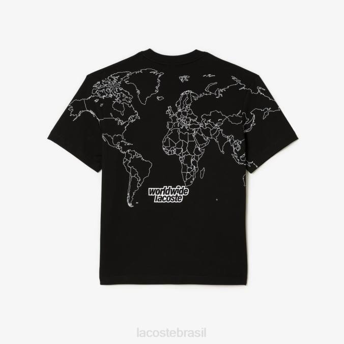 Lacoste homens camiseta de jersey de algodão orgânico com corte descontraído preto P2PX223 roupas