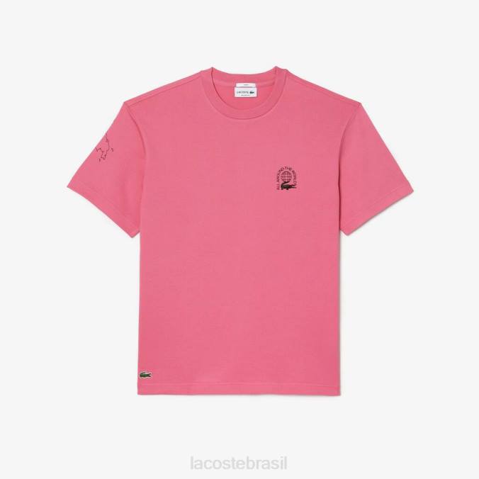 Lacoste homens camiseta de jersey de algodão orgânico com corte descontraído rosa P2PX226 roupas