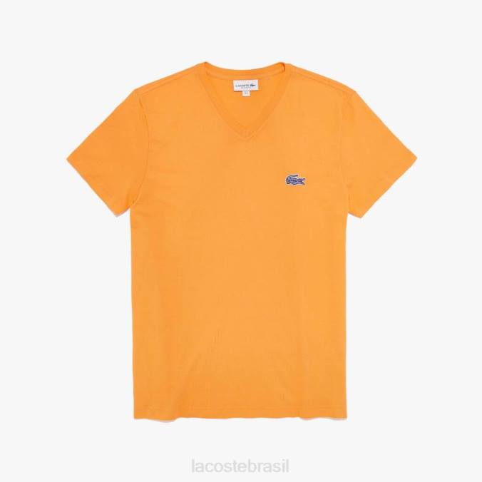 Lacoste homens camiseta de manga curta de ajuste regular laranja P2PX669 roupas