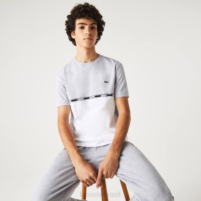 Lacoste homens camiseta de marca chine cinza/branco P2PX831 roupas