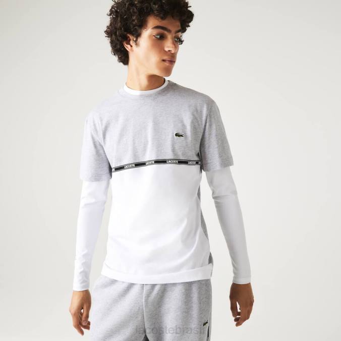 Lacoste homens camiseta de marca chine cinza/branco P2PX831 roupas