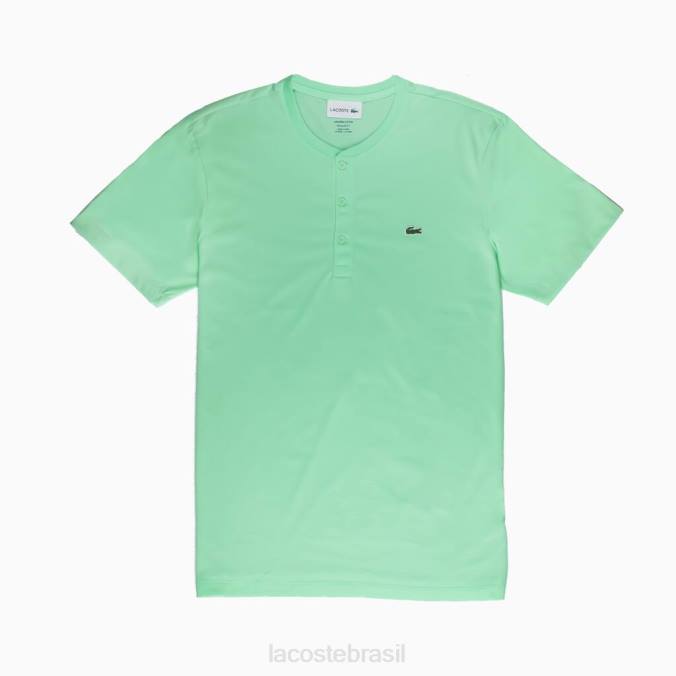Lacoste homens camiseta em jersey de algodão pima com gola Henley luz verde P2PX590 roupas