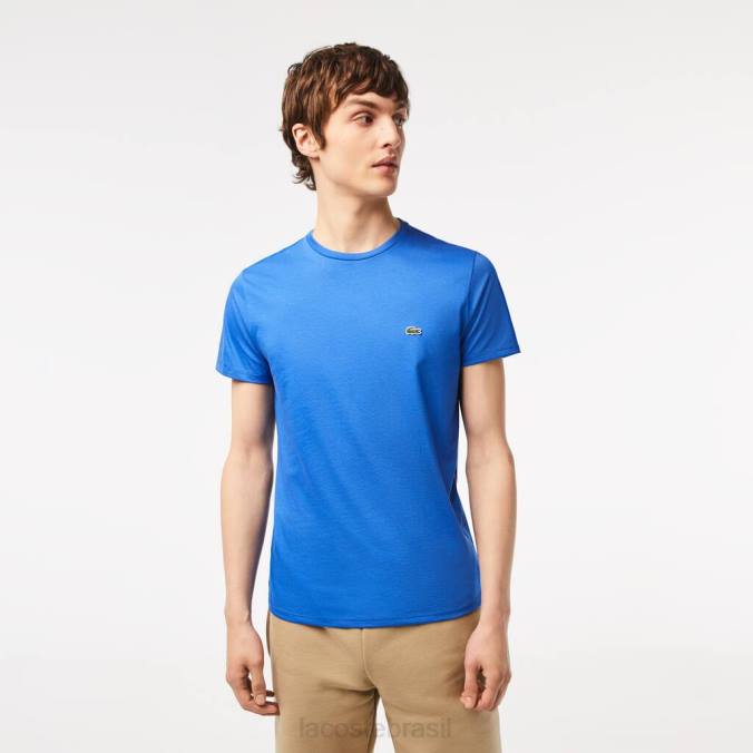 Lacoste homens camiseta em jersey de algodão pima com gola redonda azul P2PX35 roupas