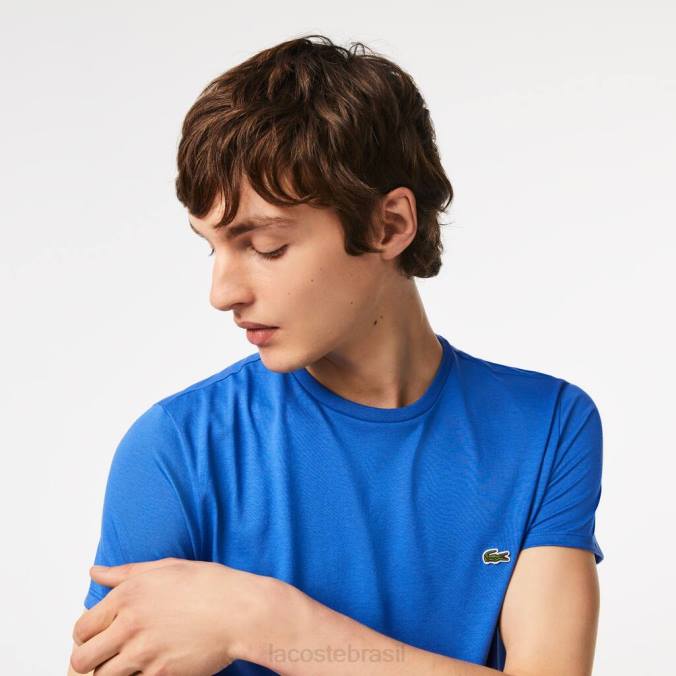 Lacoste homens camiseta em jersey de algodão pima com gola redonda azul P2PX35 roupas