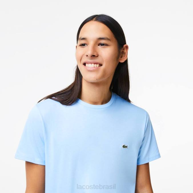 Lacoste homens camiseta em jersey de algodão pima com gola redonda azul P2PX680 roupas