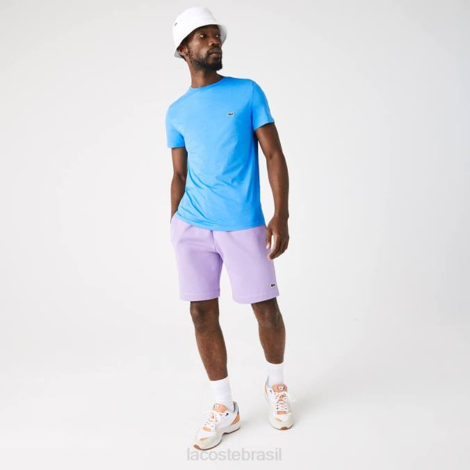 Lacoste homens camiseta em jersey de algodão pima com gola redonda azul P2PX767 roupas