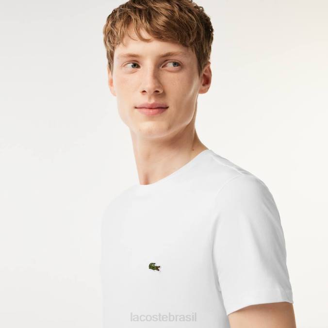 Lacoste homens camiseta em jersey de algodão pima com gola redonda branco P2PX36 roupas