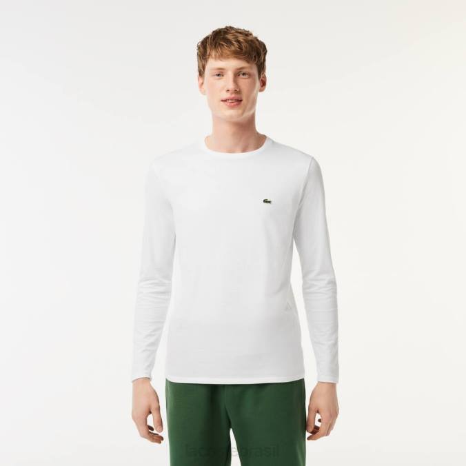 Lacoste homens camiseta em jersey de algodão pima com gola redonda branco P2PX689 roupas