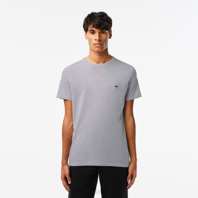 Lacoste homens camiseta em jersey de algodão pima com gola redonda chino cinza P2PX619 roupas
