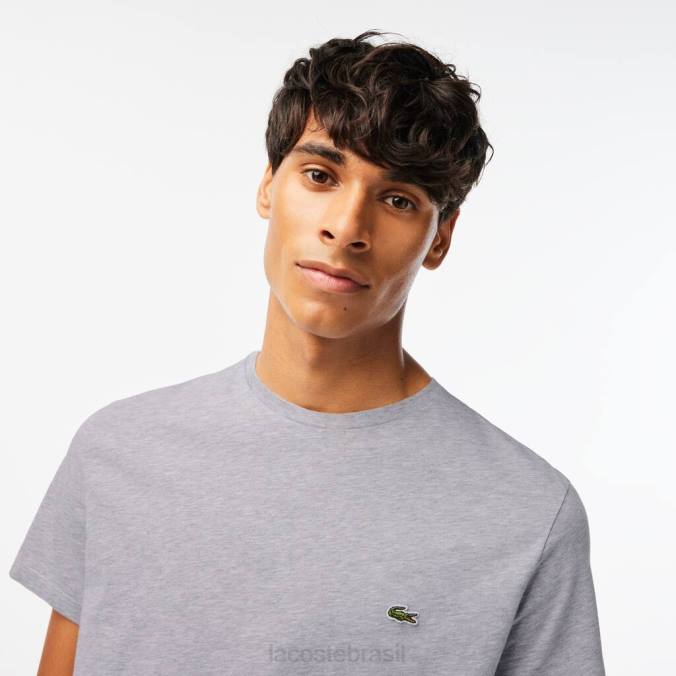 Lacoste homens camiseta em jersey de algodão pima com gola redonda chino cinza P2PX619 roupas