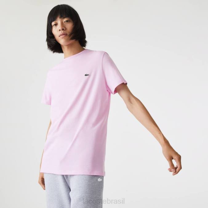 Lacoste homens camiseta em jersey de algodão pima com gola redonda rosa P2PX824 roupas