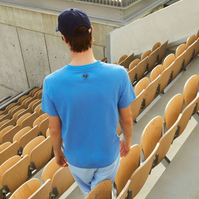 Lacoste homens camiseta esporte roland garros algodão orgânico azul/azul marinho P2PX1601 roupas