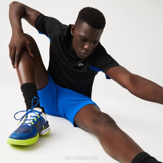 Lacoste homens camiseta esportiva color-block ultra-dry piquê tênis Preto Azul P2PX585 roupas