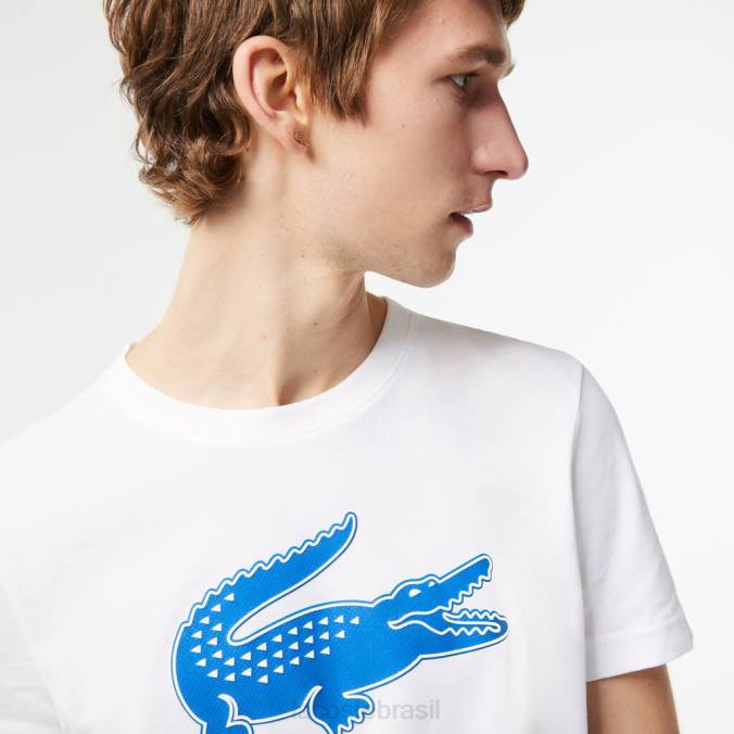 Lacoste homens camiseta esportiva com estampa 3D de crocodilo respirável Branco azul P2PX122 roupas
