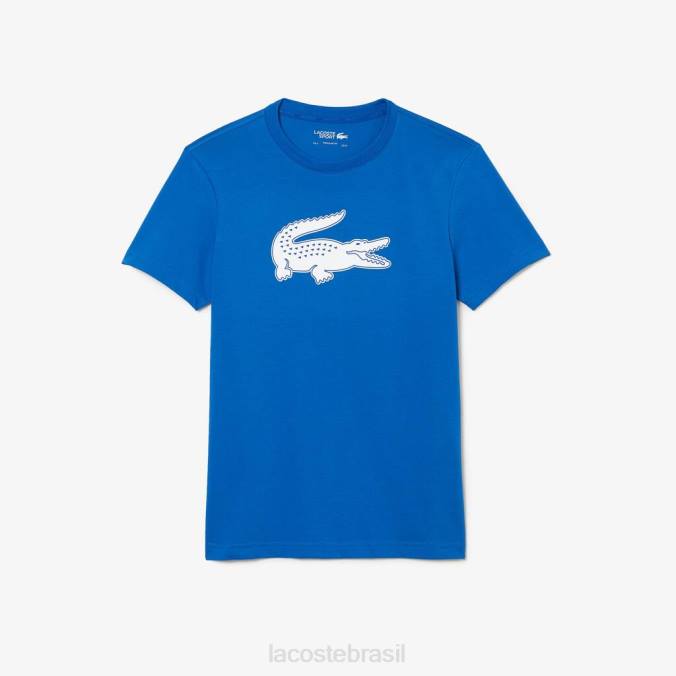 Lacoste homens camiseta esportiva com estampa 3D de crocodilo respirável Branco azulado P2PX1589 roupas