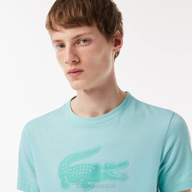 Lacoste homens camiseta esportiva com estampa 3D de crocodilo respirável verde claro/verde P2PX86 roupas