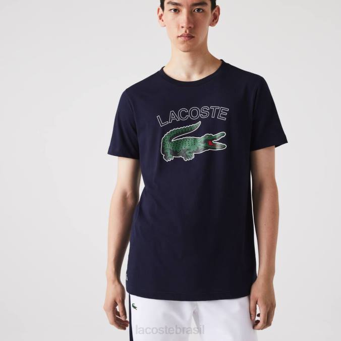 Lacoste homens camiseta esportiva com estampa de crocodilo azul-marinho P2PX840 roupas