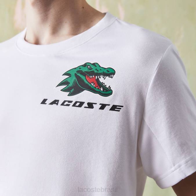 Lacoste homens camiseta esportiva com estampa de crocodilo branco P2PX681 roupas