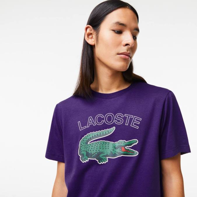 Lacoste homens camiseta esportiva com estampa de crocodilo roxo P2PX839 roupas