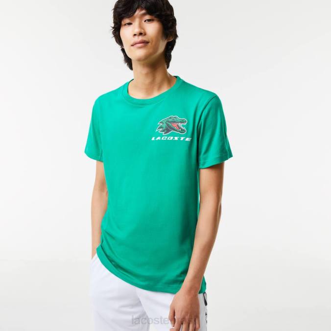 Lacoste homens camiseta esportiva com estampa de crocodilo verde P2PX683 roupas