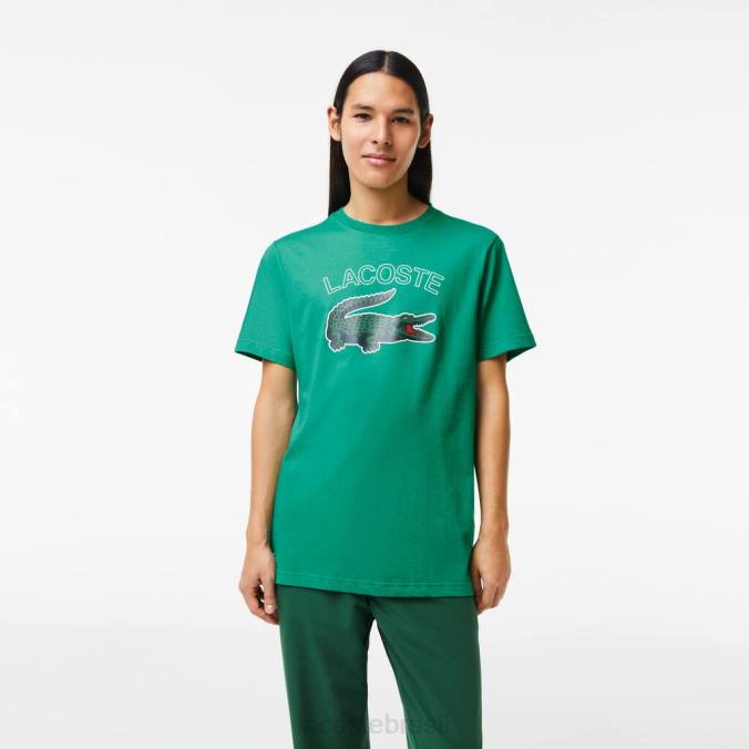 Lacoste homens camiseta esportiva com estampa de crocodilo verde P2PX842 roupas