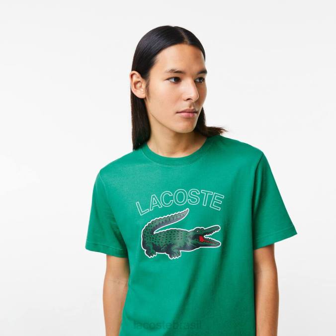 Lacoste homens camiseta esportiva com estampa de crocodilo verde P2PX842 roupas