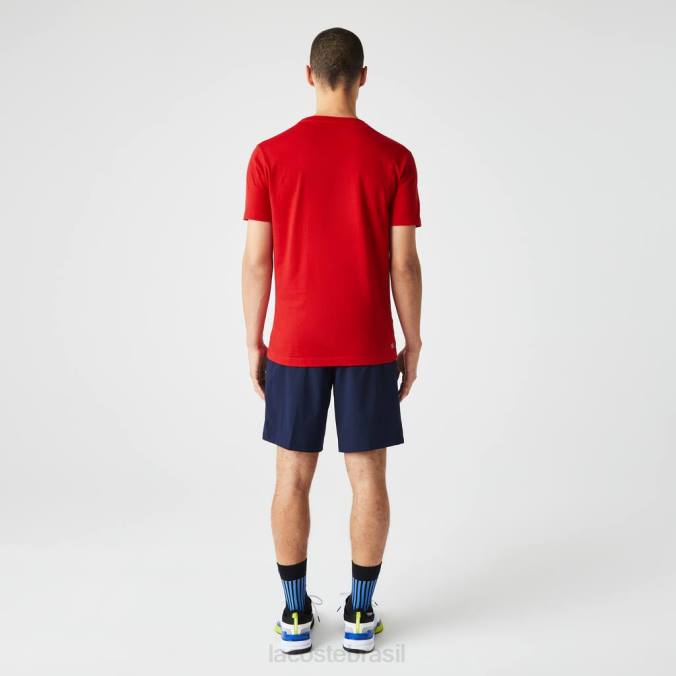 Lacoste homens camiseta esportiva com estampa de crocodilo vermelho P2PX841 roupas