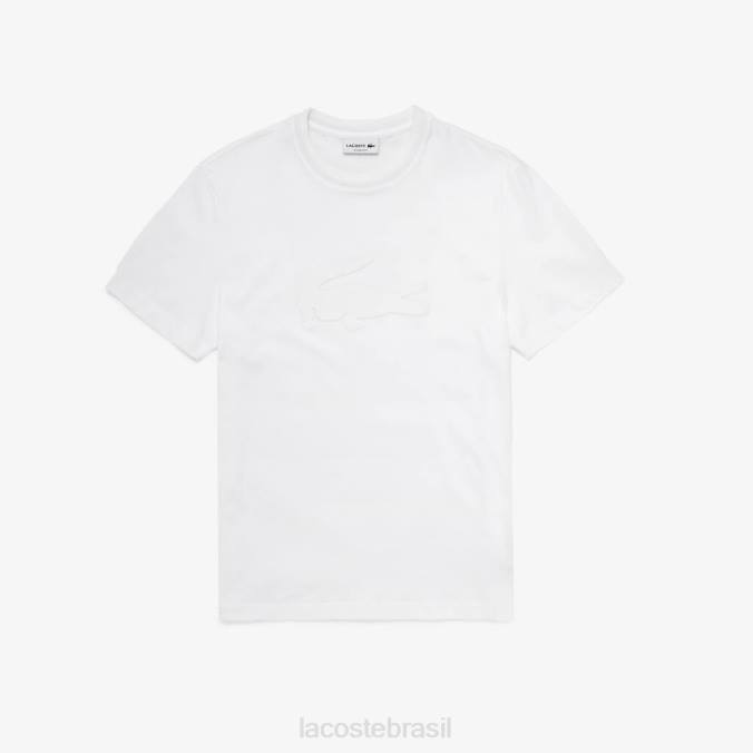 Lacoste homens camiseta esportiva com estampa respirável branco P2PX628 roupas