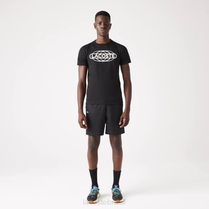 Lacoste homens camiseta esportiva de jérsei orgânico preto P2PX694 roupas